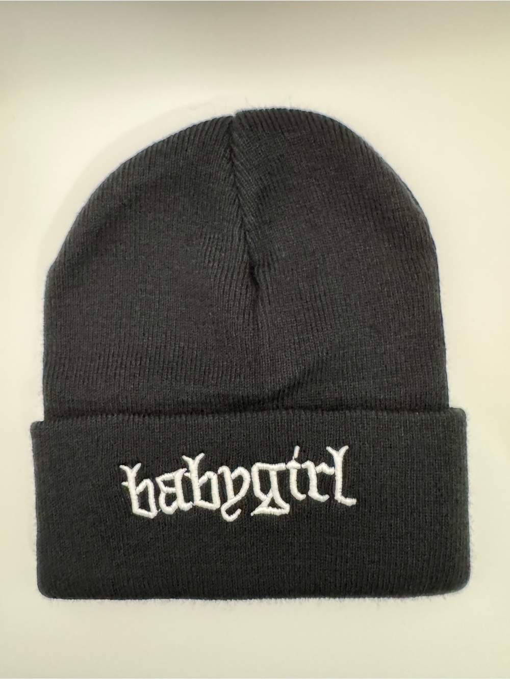 Black 'babygirl' Embroidered Beanie